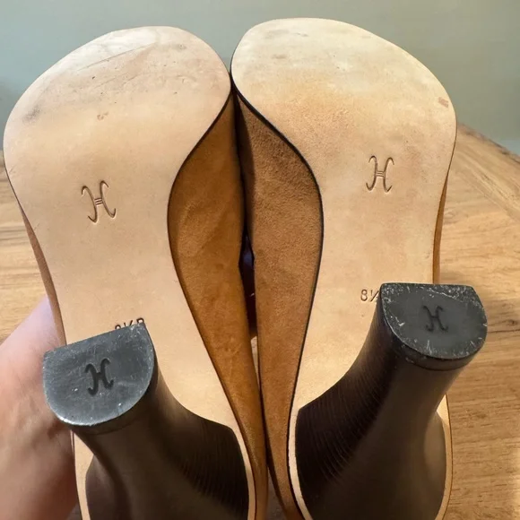 Cole Haan Lorenza Two-Tone Suede Scalloped Peep-Toe Pumps Size 8.5 - Picture 9 of 11